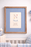 Personalized Floral Birth Frame (Blue)