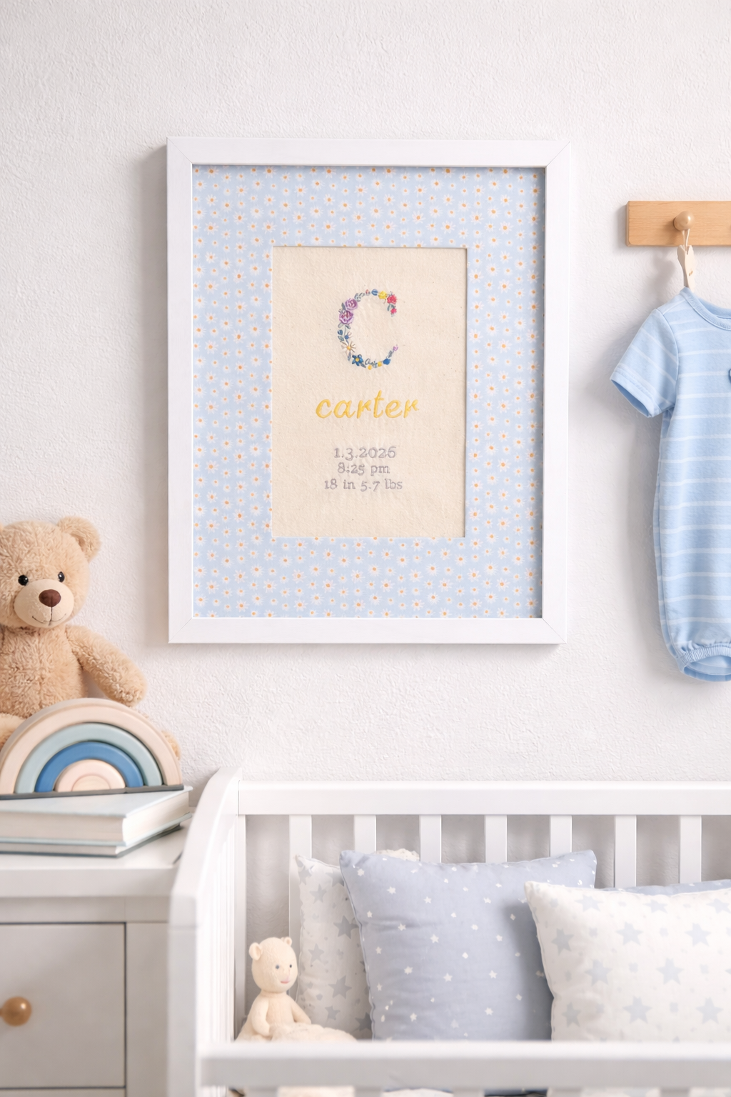 Personalized Floral Birth Frame (Daisy)