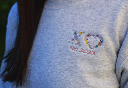 Floral XO Heart Custom Sweatshirts