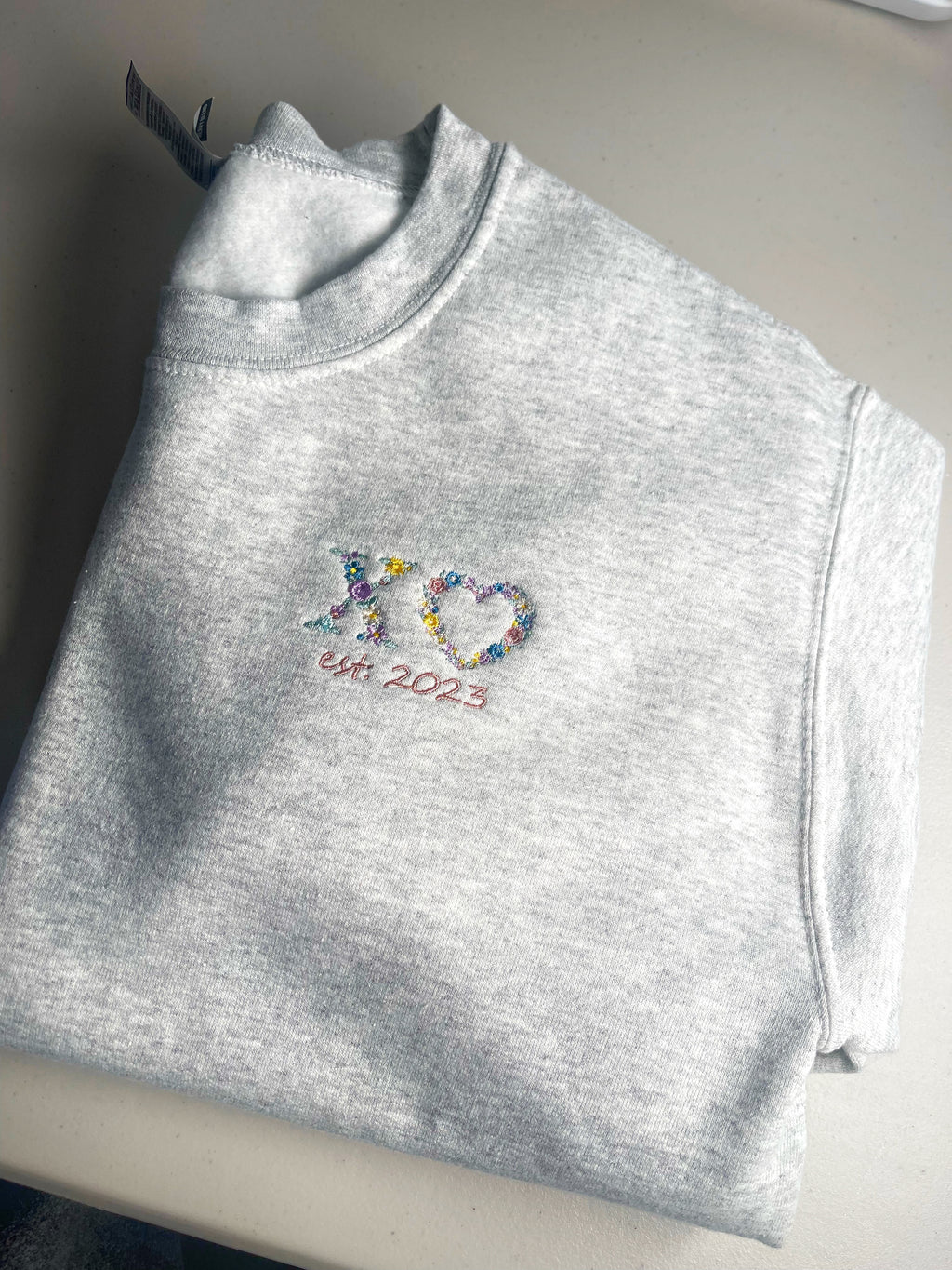 Floral XO Heart Custom Sweatshirts